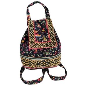 Vintage VERA BRADLEY Black and Multicolored Floral Quilted Backpack